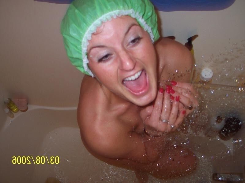 Women in Shower   Shower Cap