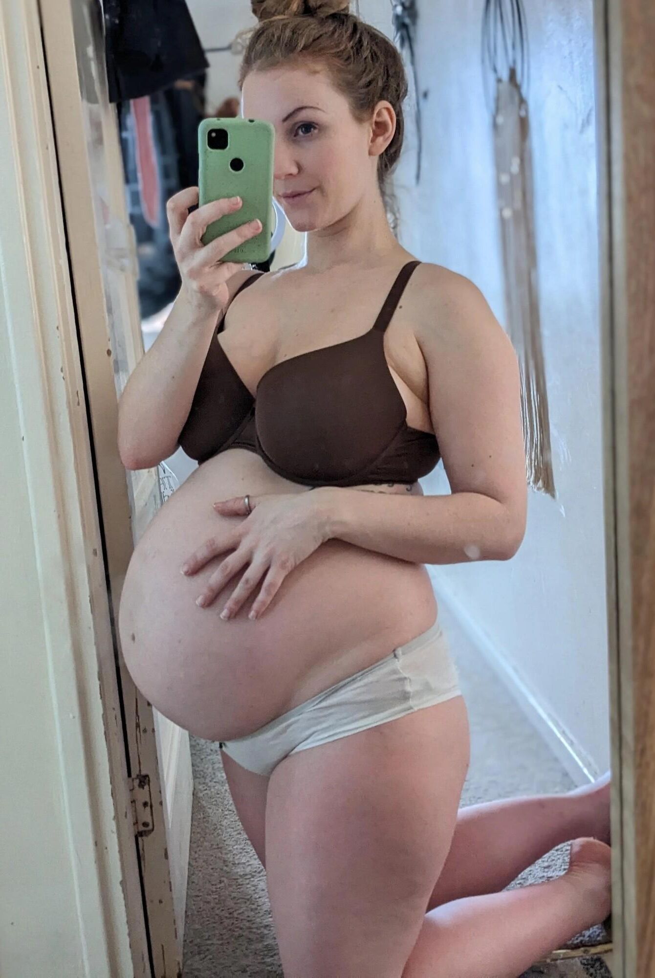 Amateur busty preggo slut teasing