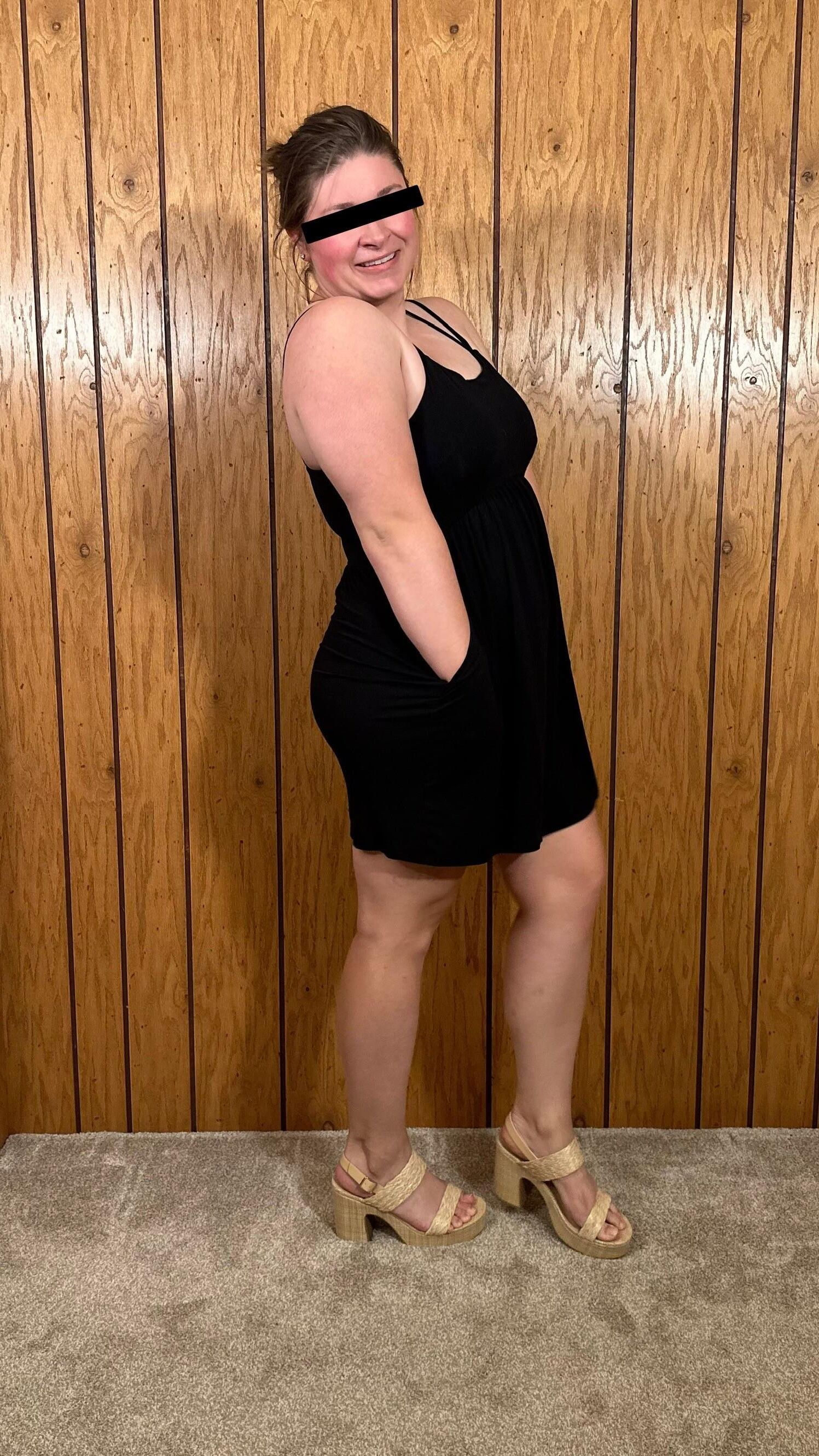 Amateur wife in a black dress