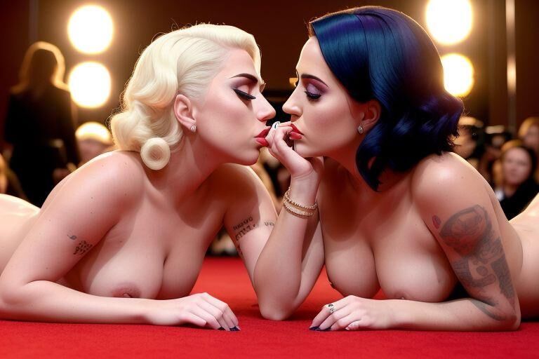 KI – generiert. Katy Perry und Lady Gaga auf dem Roten Teppich