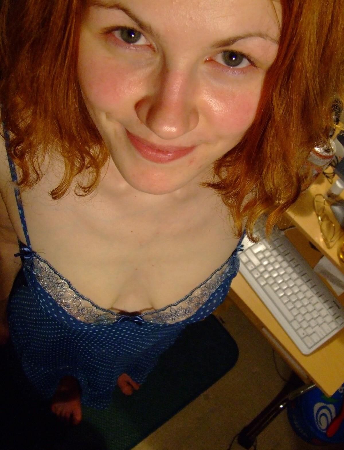 Skinny ginger naked at home