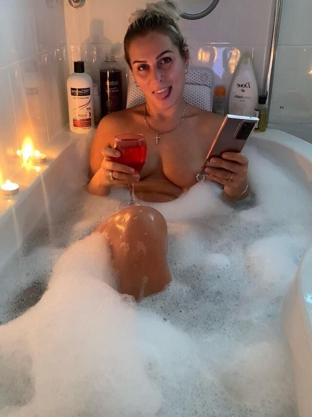 Women in the Bath With a Drink