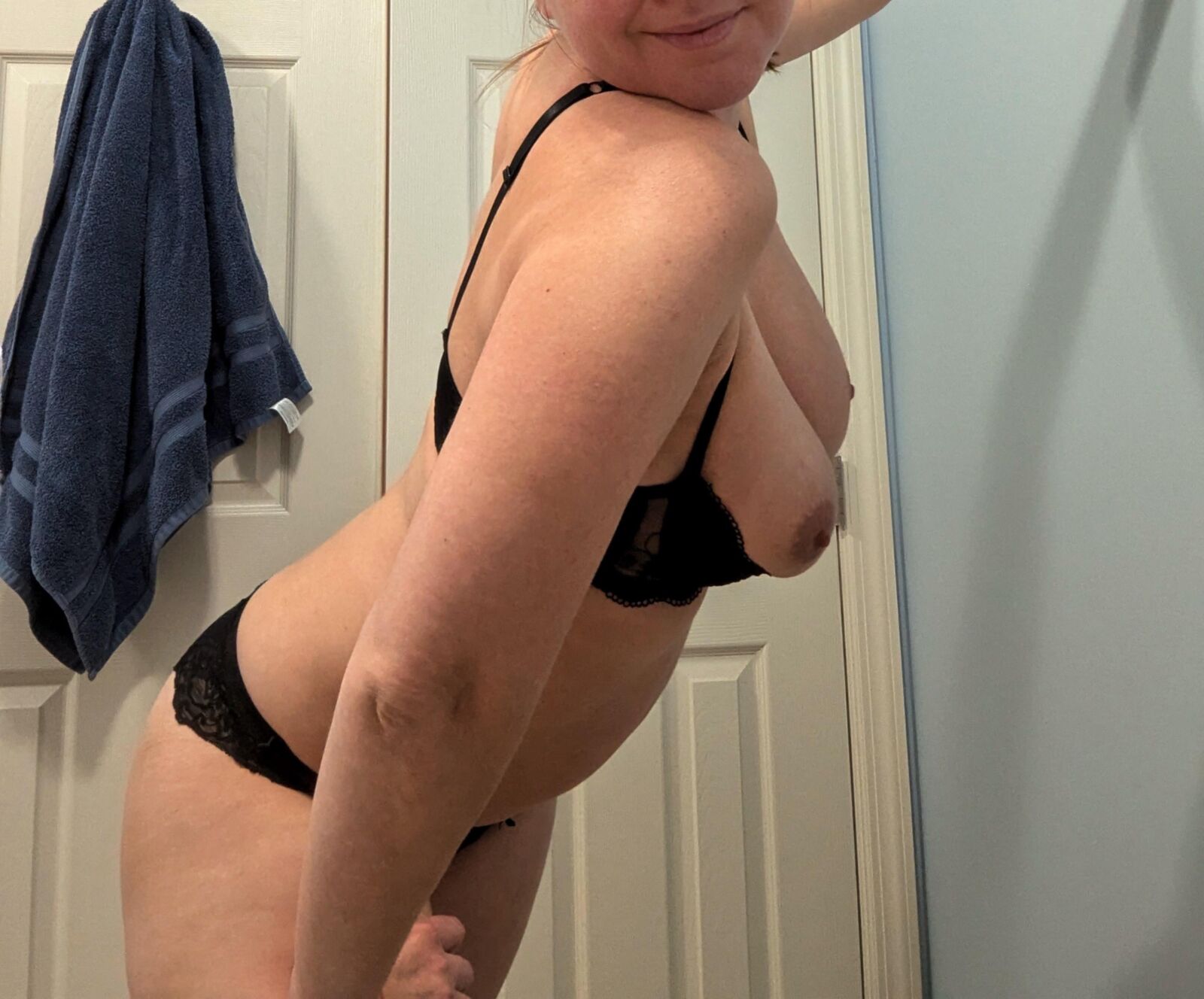 Wife in black lingerie. Please comment