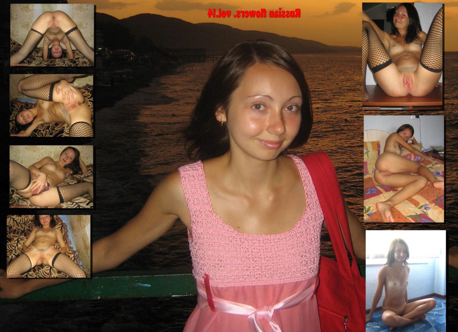 Russian Flowers. Collage of amateur russian girls vol.