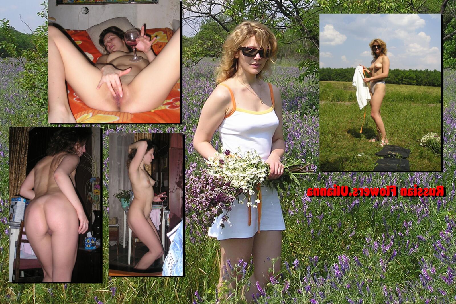 Russian Flowers. Collage of amateur russian girls vol.