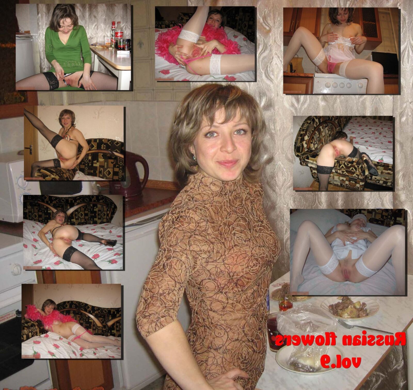 Russian Flowers. Collage of amateur russian girls vol.