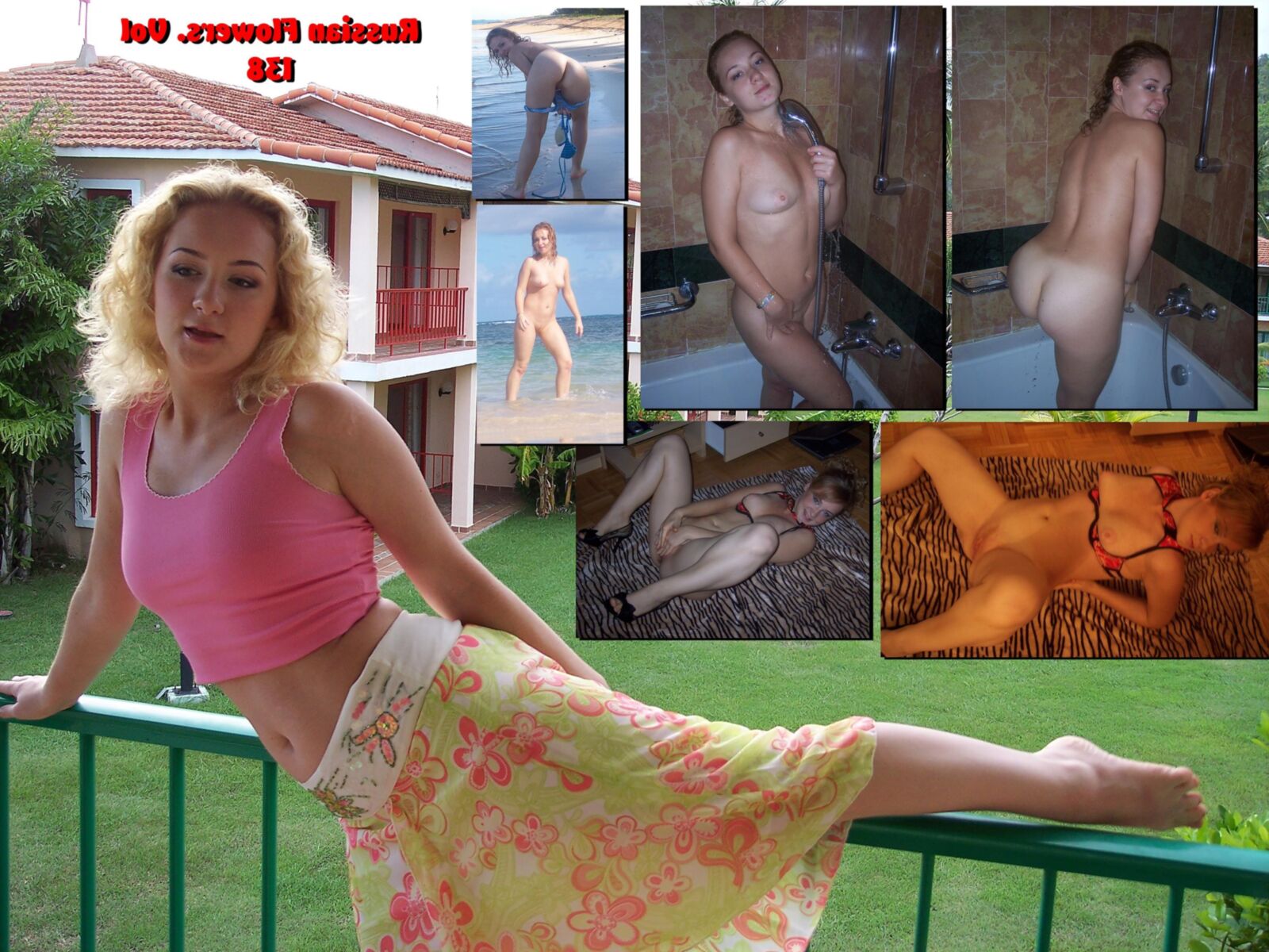 Russian Flowers. Collage of amateur russian girls vol.