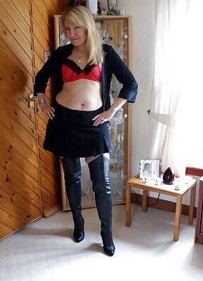 Mature blonde wife thigh boots