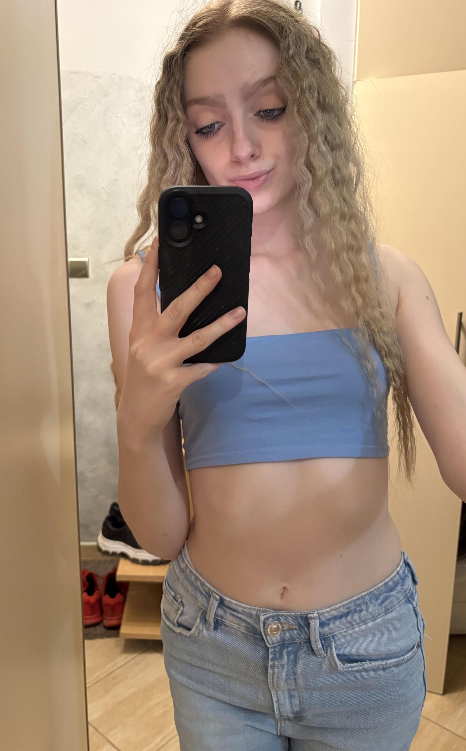 Exposed skinny blonde teen slut with tiny tits