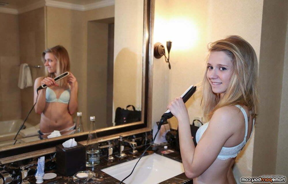 AMA Skinny Tiny Blonde in Blue Bra