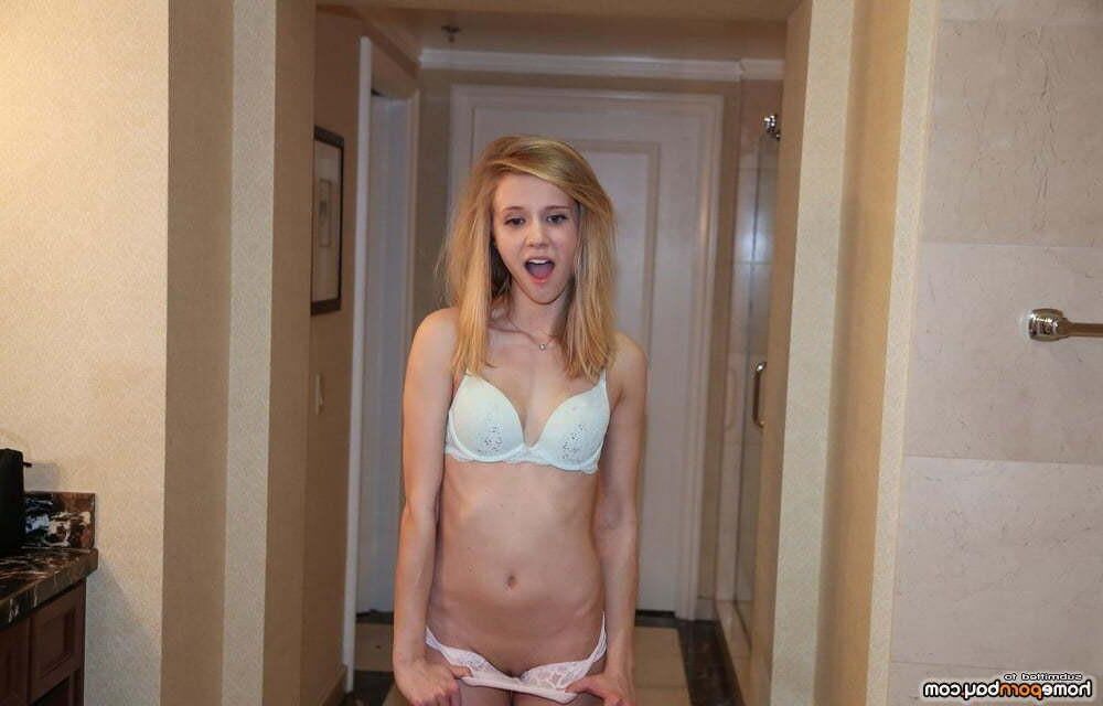 AMA Skinny Tiny Blonde in Blue Bra