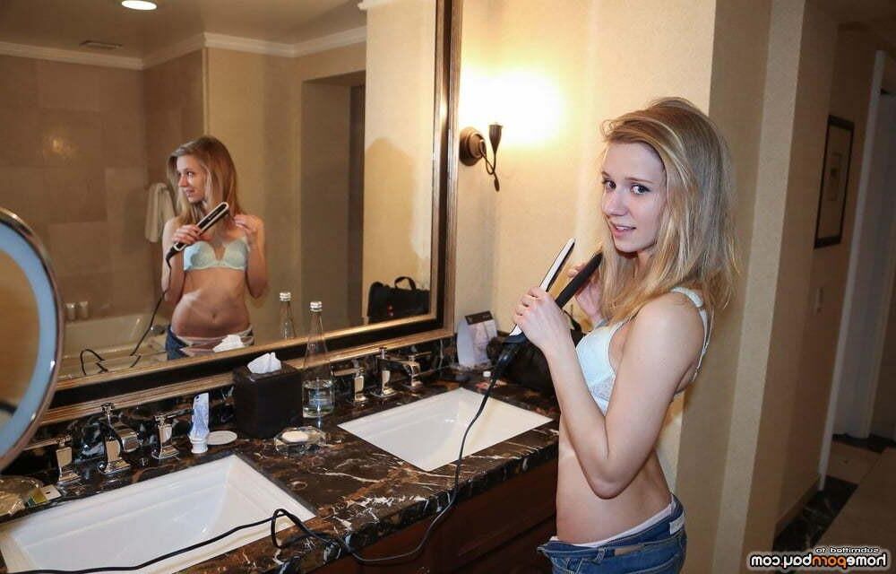 AMA Skinny Tiny Blonde in Blue Bra