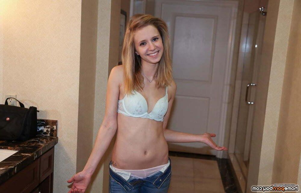 AMA Skinny Tiny Blonde in Blue Bra