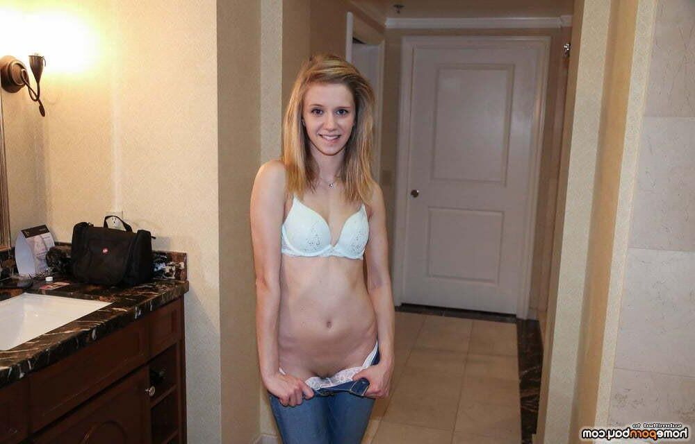 AMA Skinny Tiny Blonde in Blue Bra