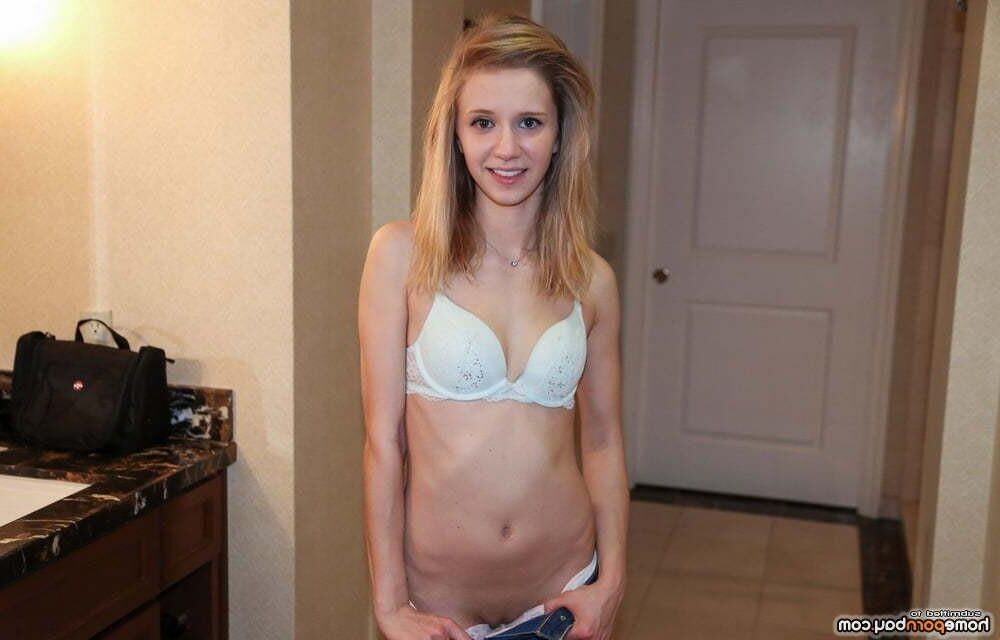 AMA Skinny Tiny Blonde in Blue Bra