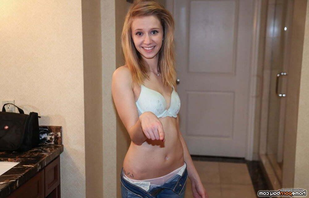AMA Skinny Tiny Blonde in Blue Bra