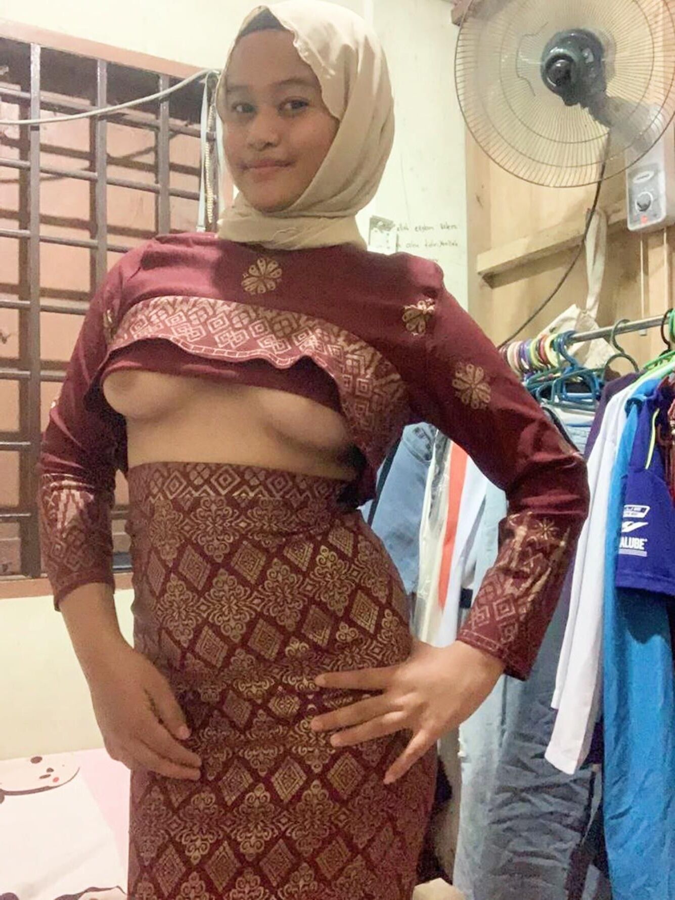 Thick Asian Muslim Swinger Hotwife exposing herself for a dare