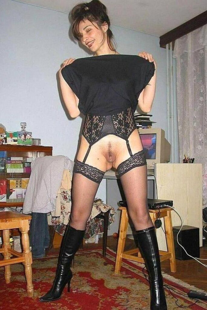 Women Standing Naked Commando Wearing Boots