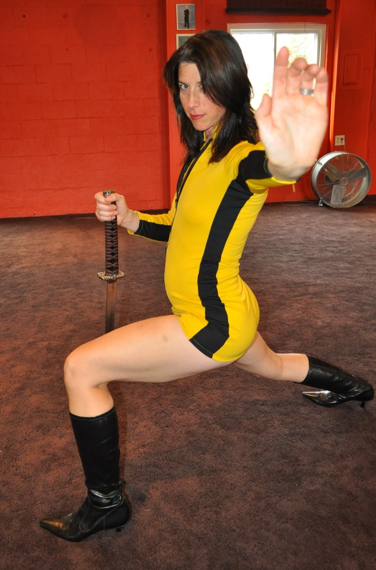 mini dress boots and a sword