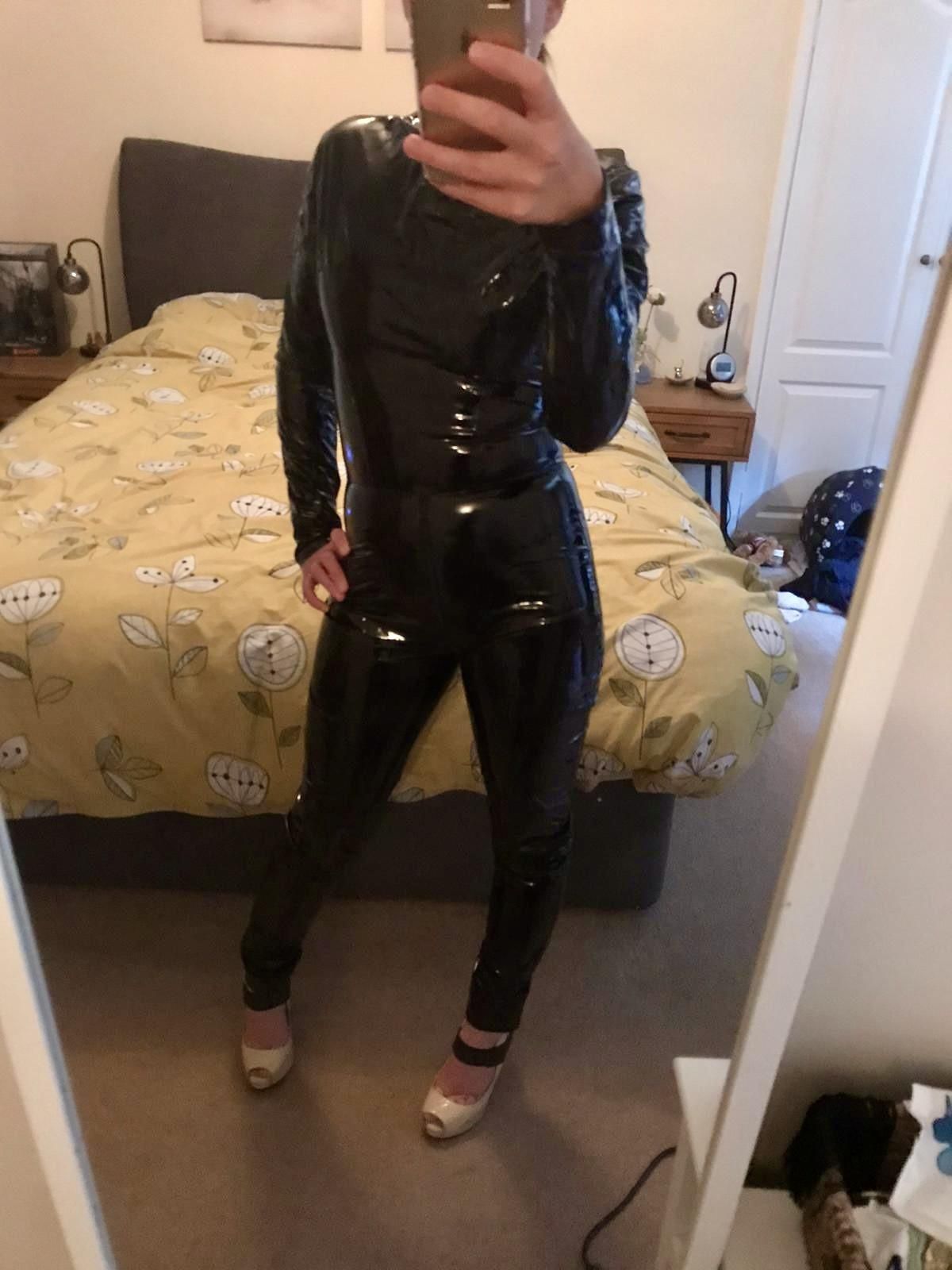 UK wife dressed to impress in shiny and lingerie