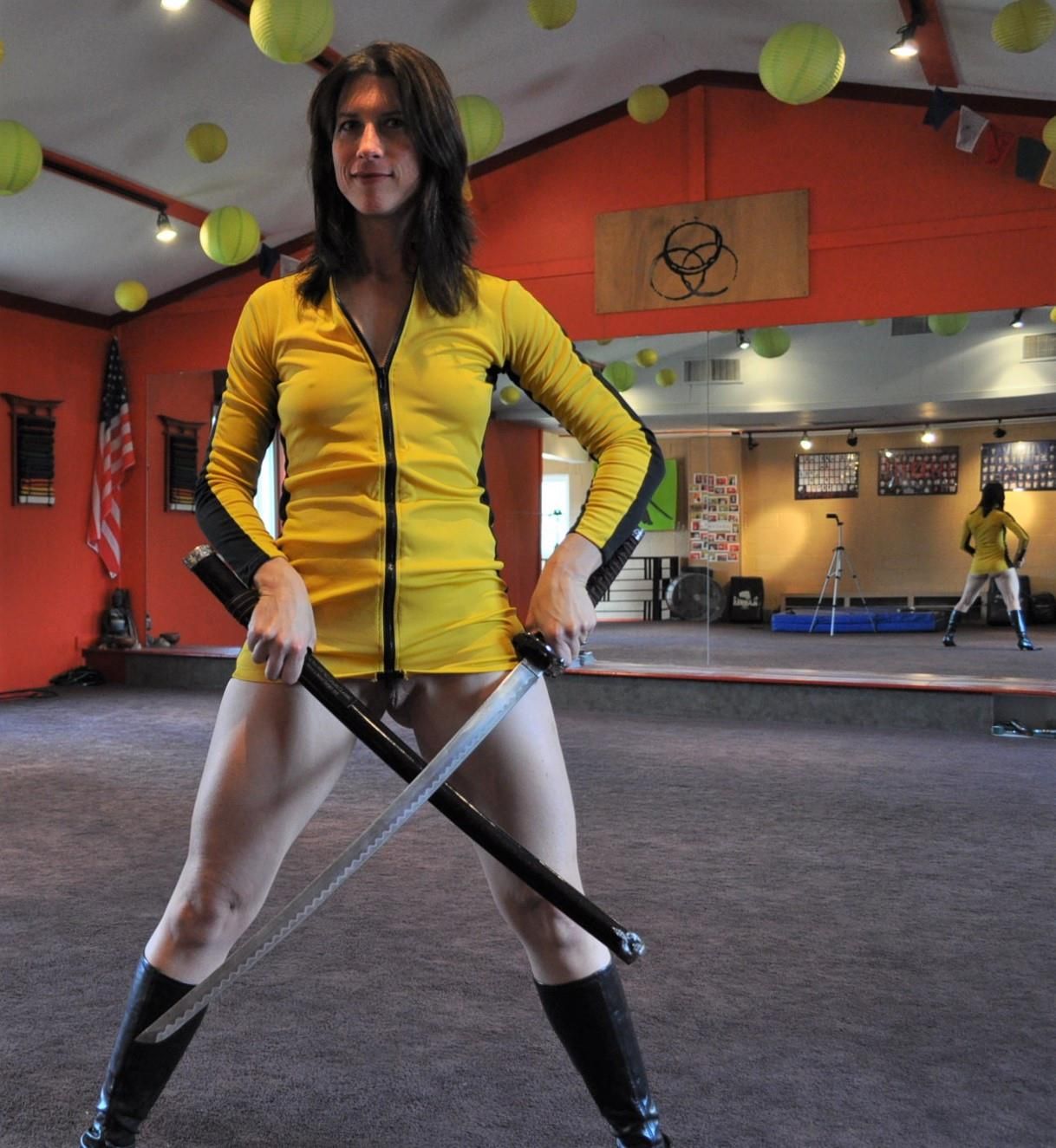 mini dress boots and a sword