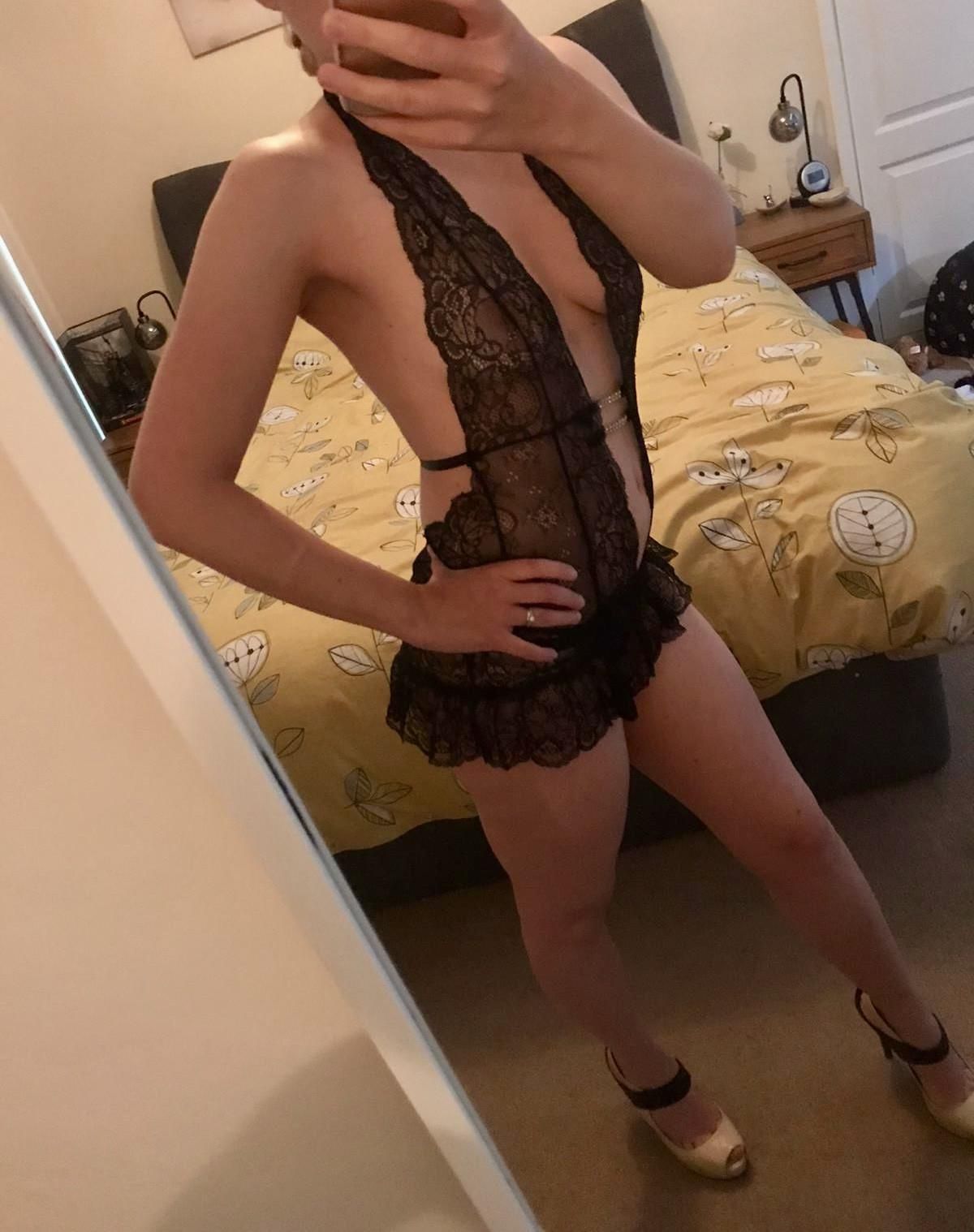 UK wife dressed to impress in shiny and lingerie