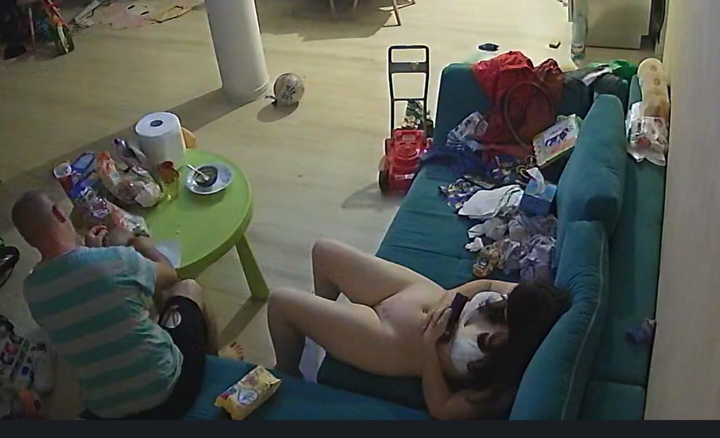 A wife from Bucharest cleans the house