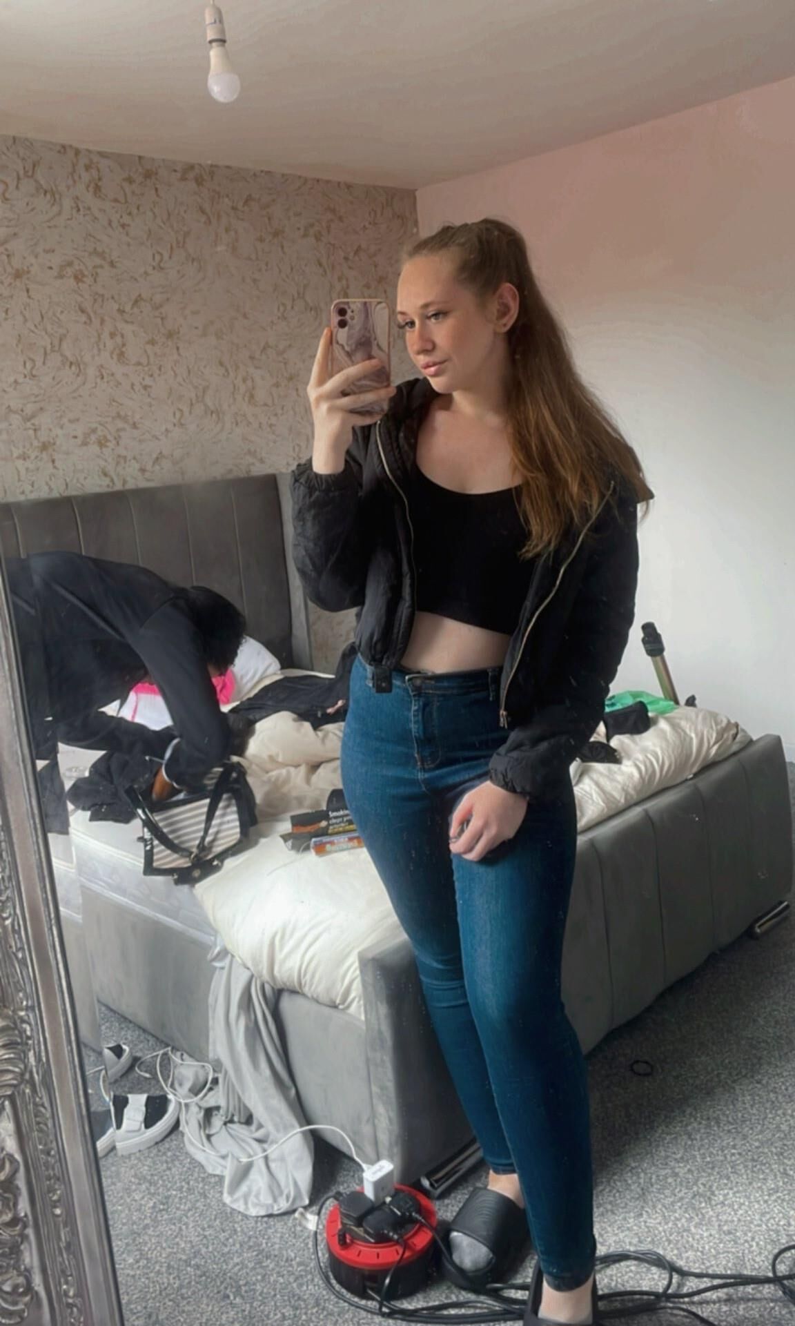 Skinny chav slag, teen mum, tiny saggy tits, fat arse