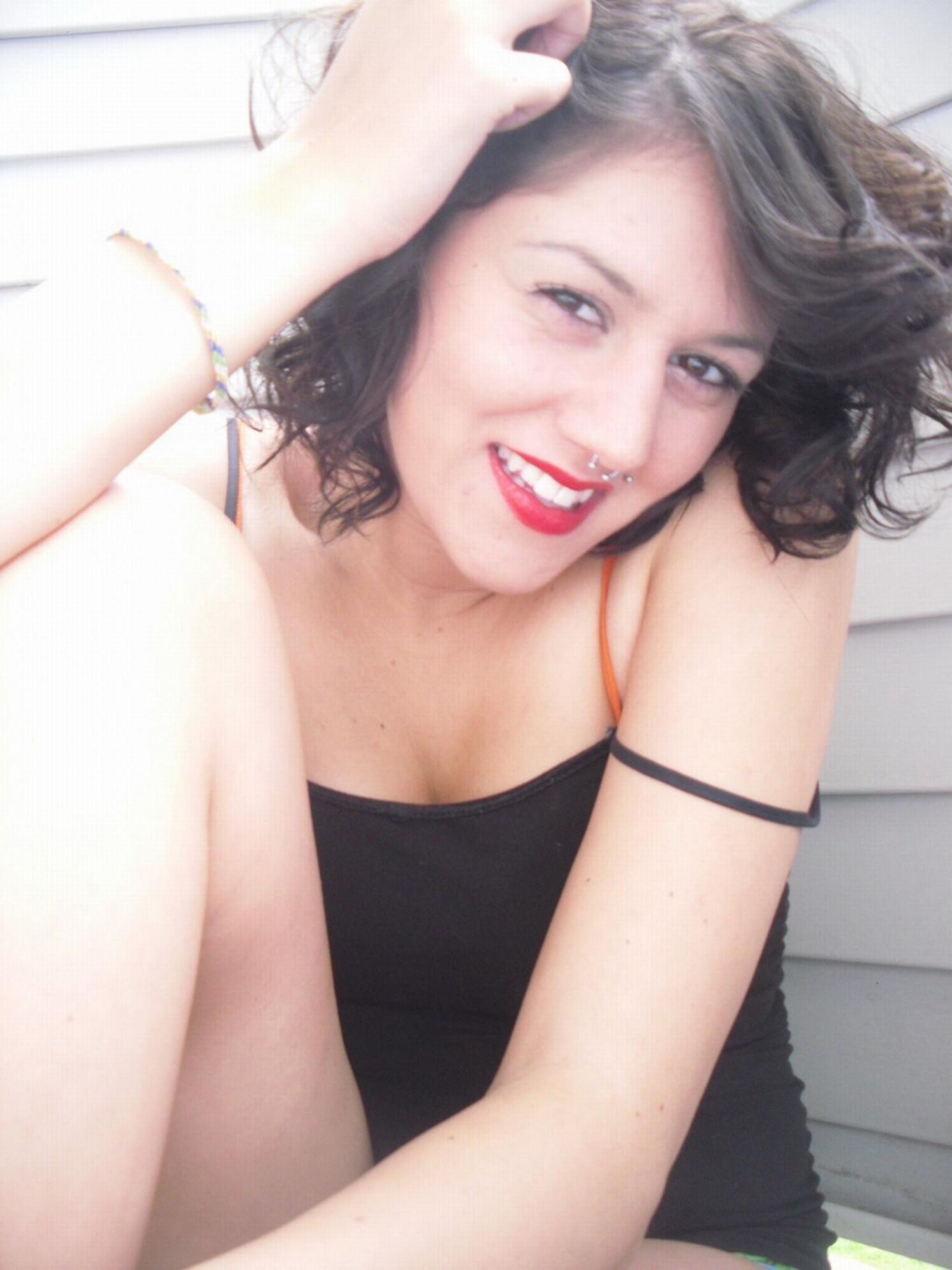 Slightly chubby alt teen showing off