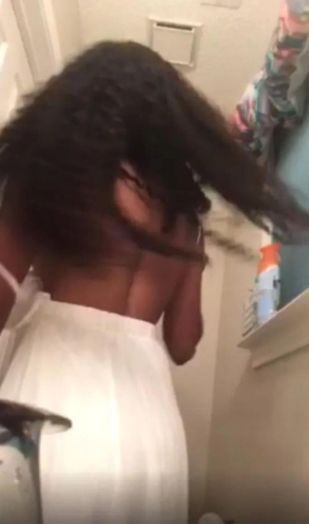 Little Ebony Slut in the Bathroom