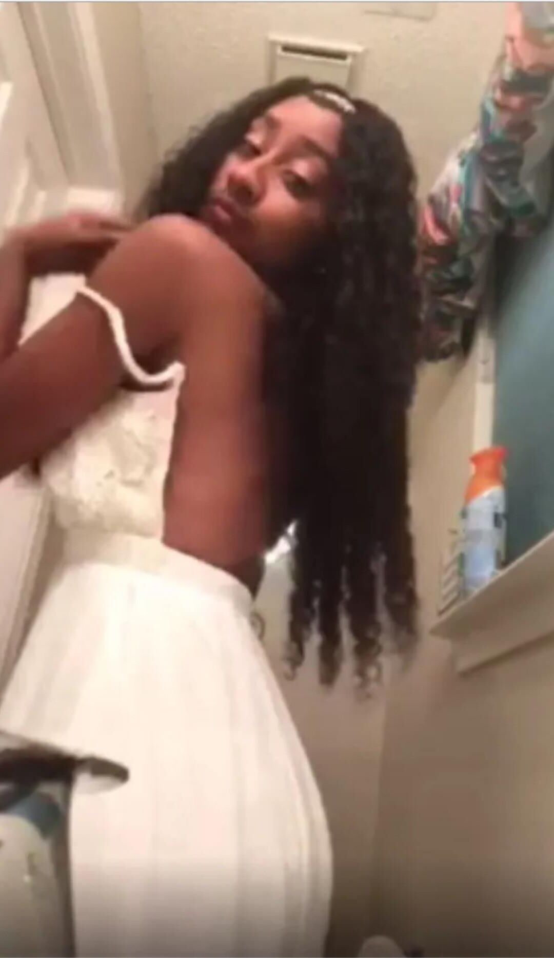 Little Ebony Slut in the Bathroom