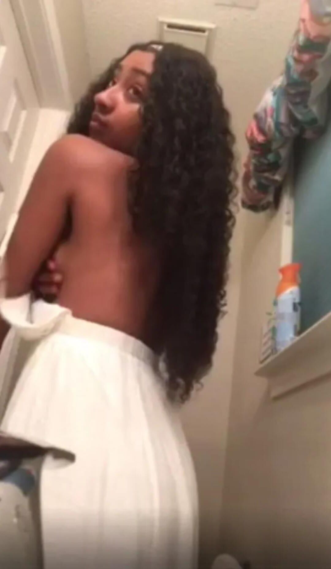 Little Ebony Slut in the Bathroom