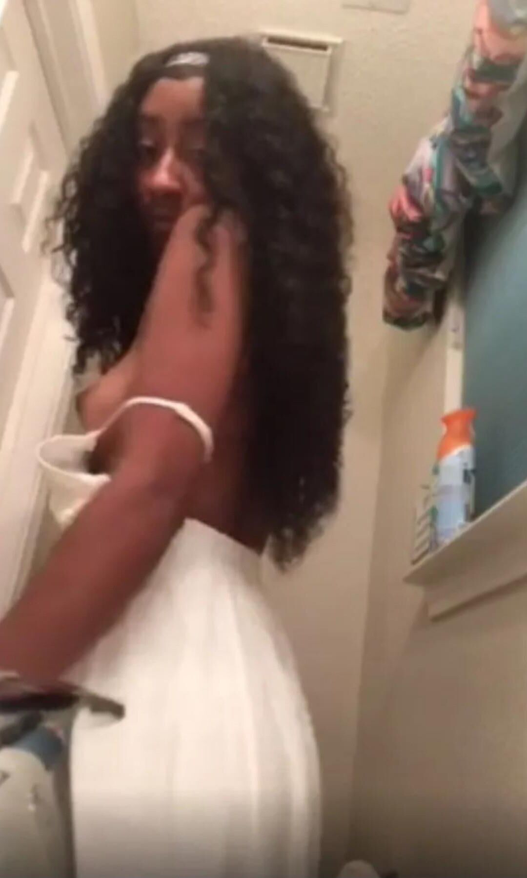 Little Ebony Slut in the Bathroom