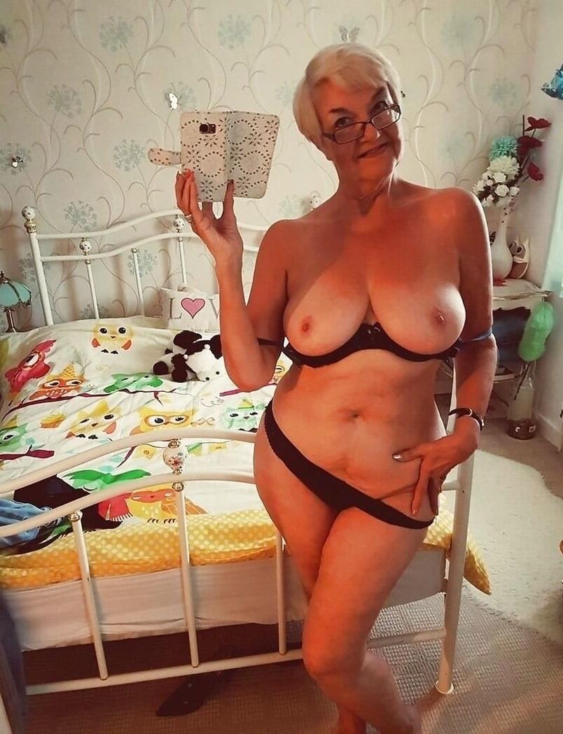 Elegant granny called Jean made some selfies