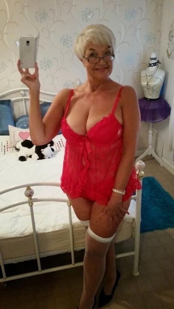 Elegant granny called Jean made some selfies