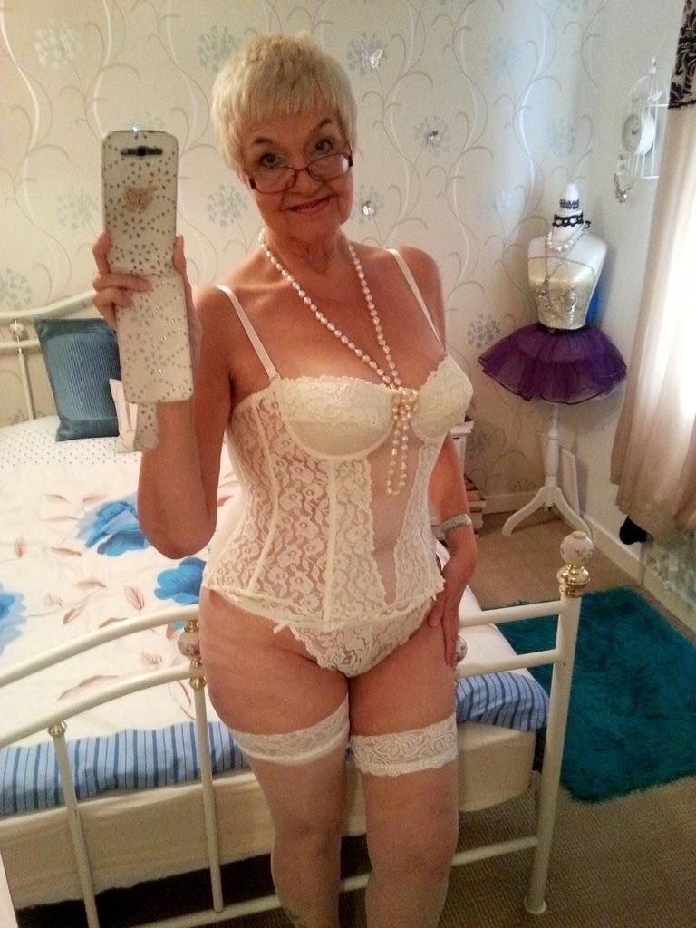 Elegant granny called Jean made some selfies