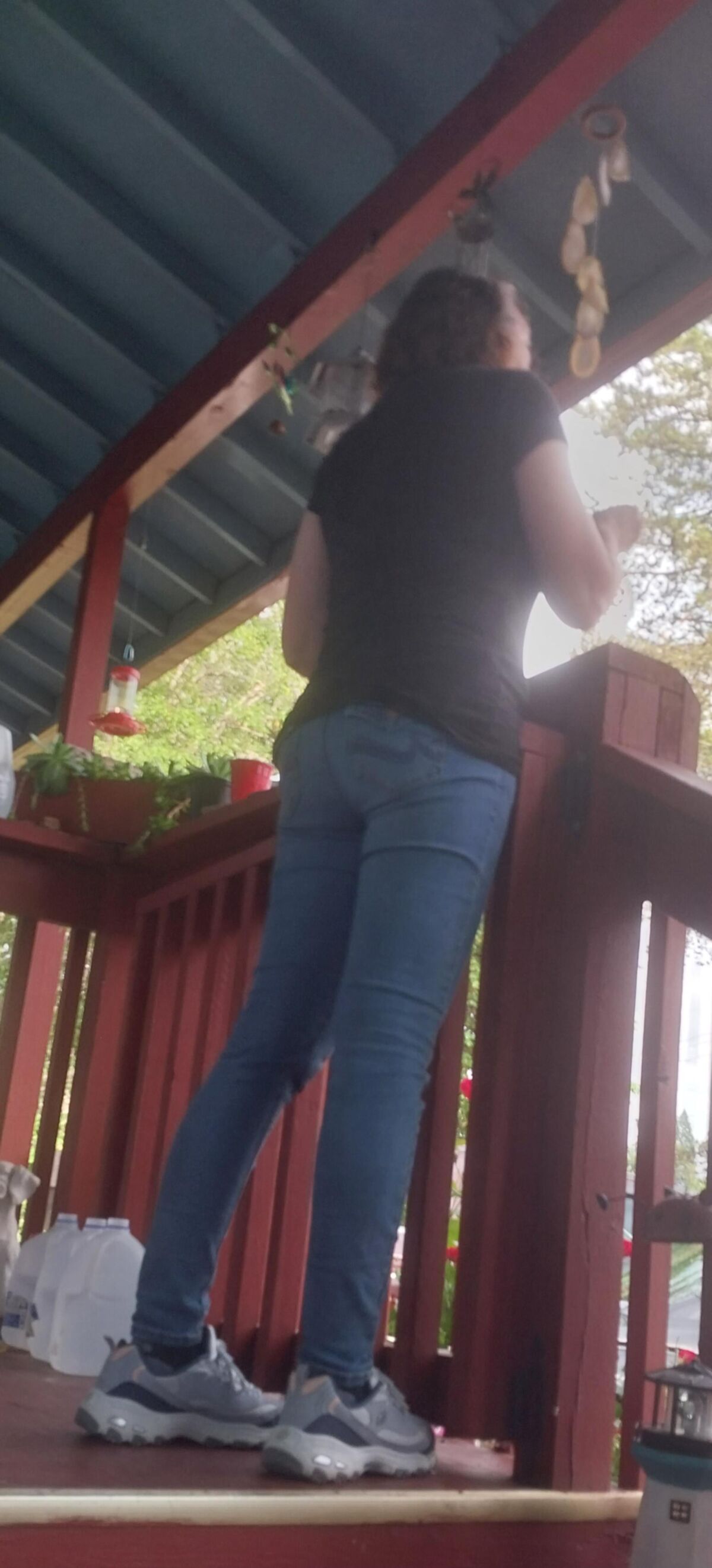 One hot lil ass in tight jeans Damn my wifes got it goin on.