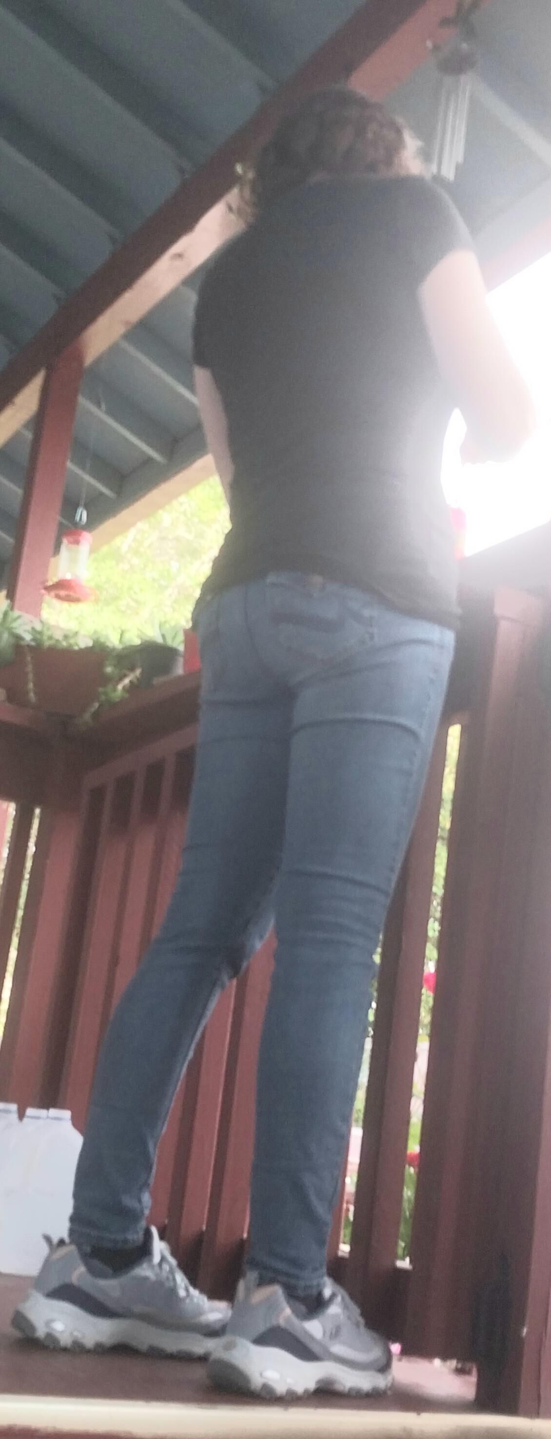 One hot lil ass in tight jeans Damn my wifes got it goin on.