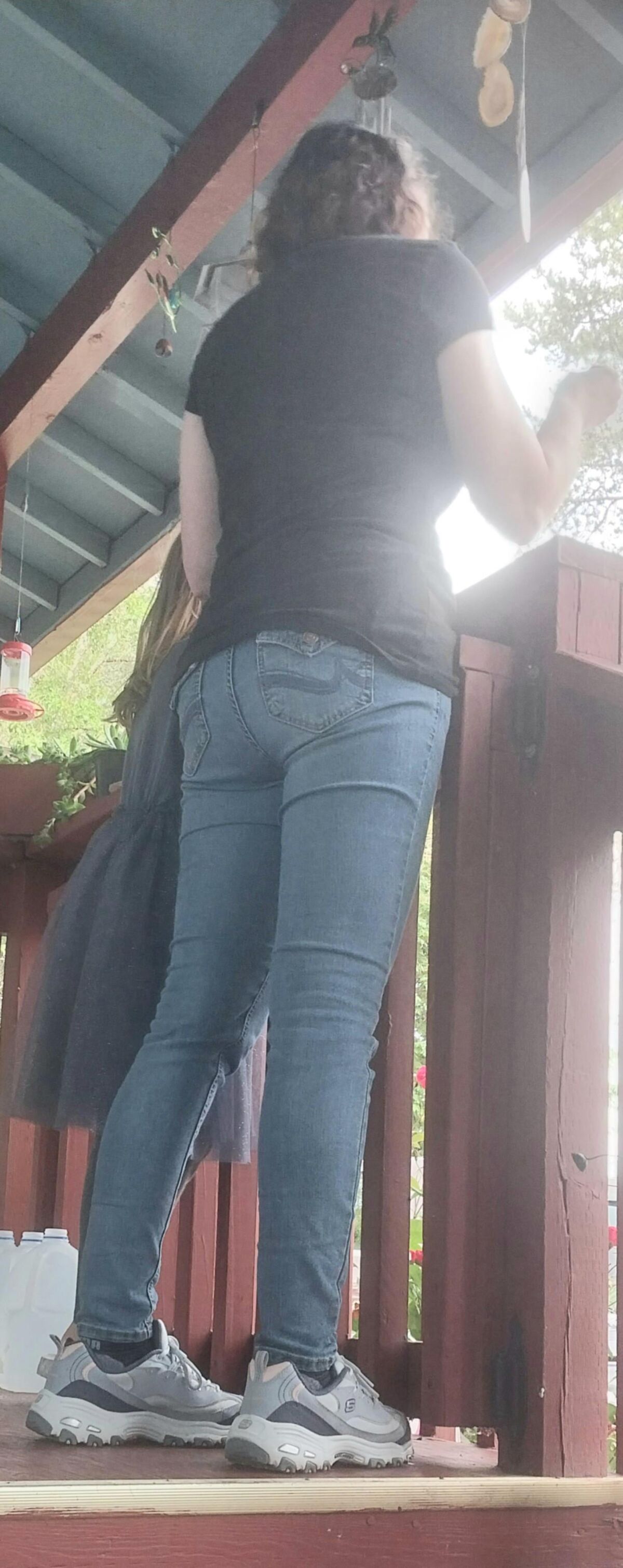 One hot lil ass in tight jeans Damn my wifes got it goin on.