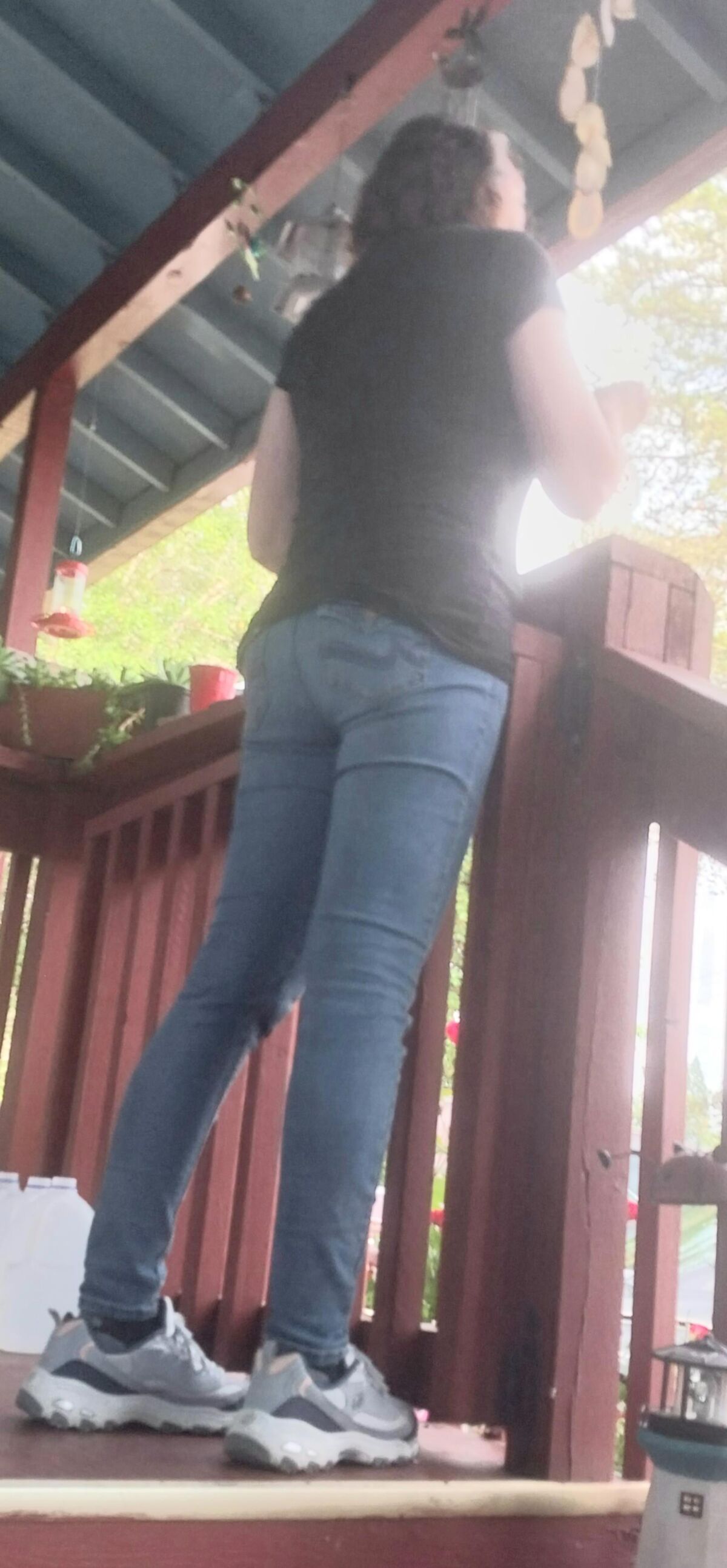 One hot lil ass in tight jeans Damn my wifes got it goin on.