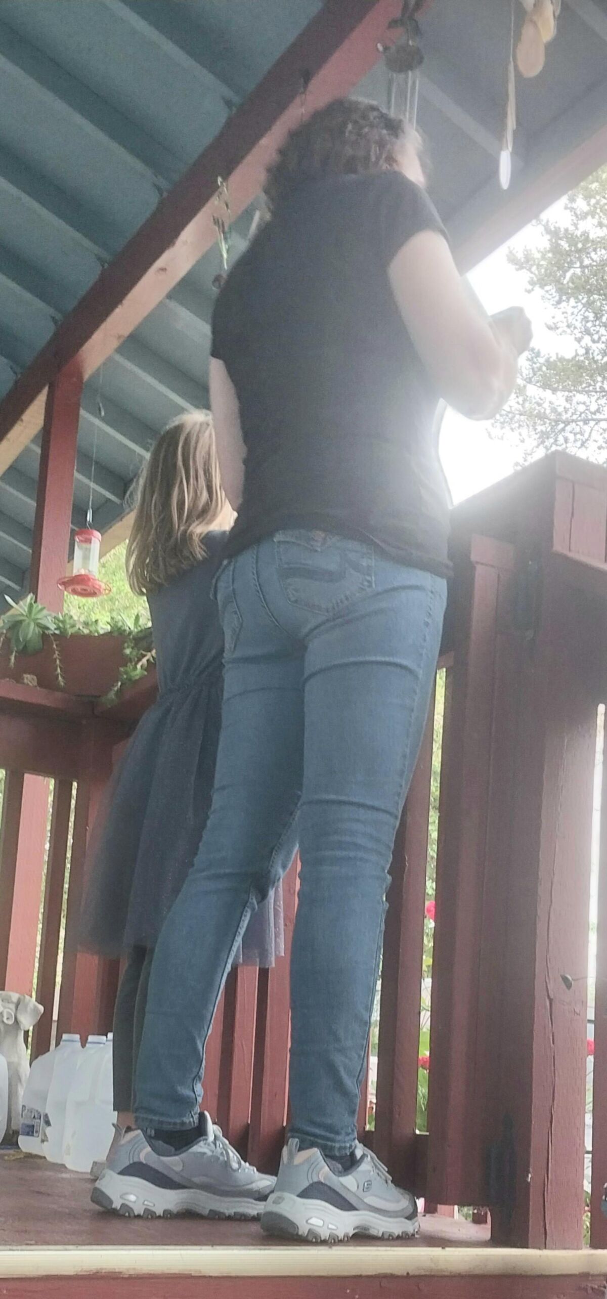 One hot lil ass in tight jeans Damn my wifes got it goin on.