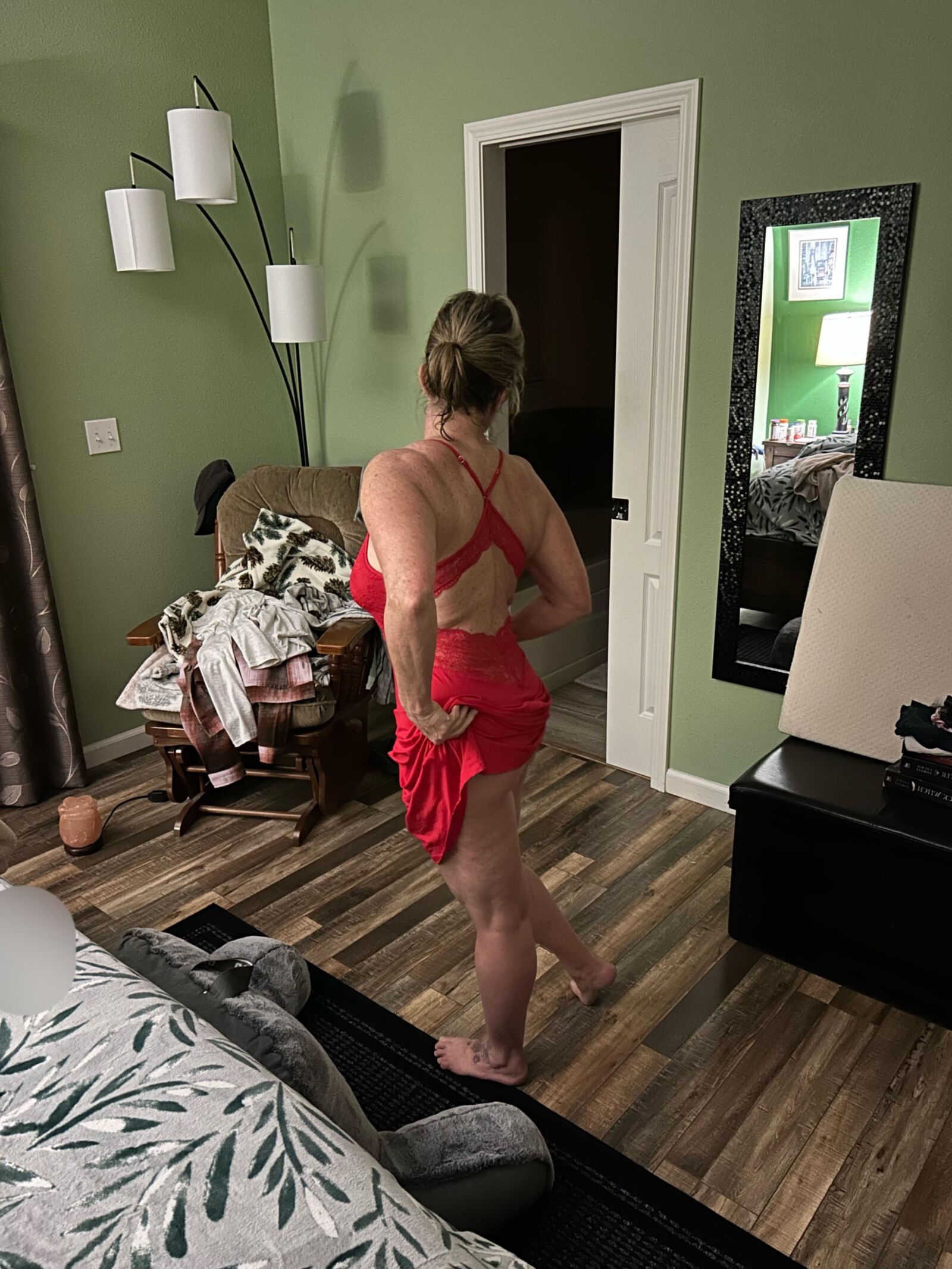 Wife red nightgown