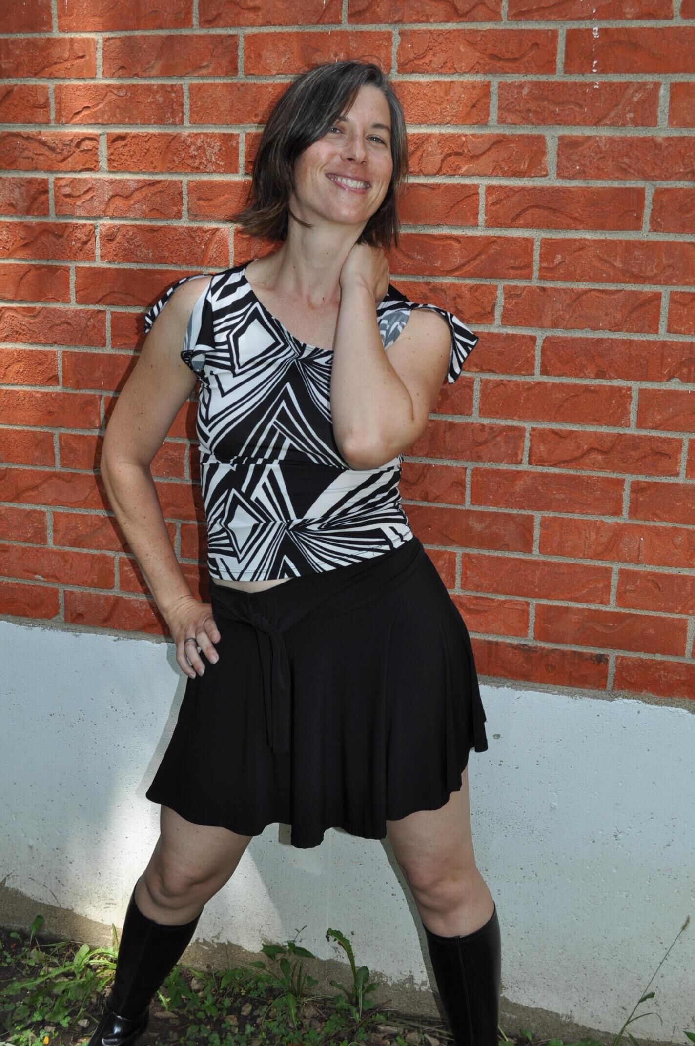 outside pantie mouth boots and skirt