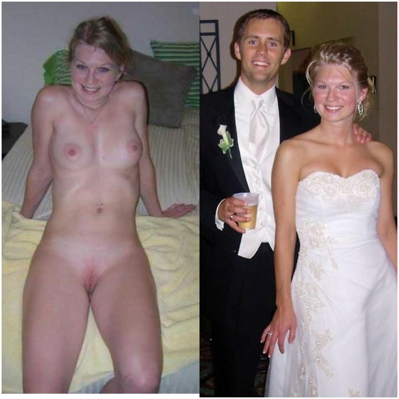 Brides dressed undressed pussy tits