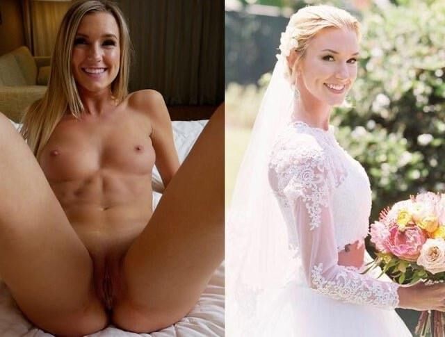 Brides dressed undressed pussy tits