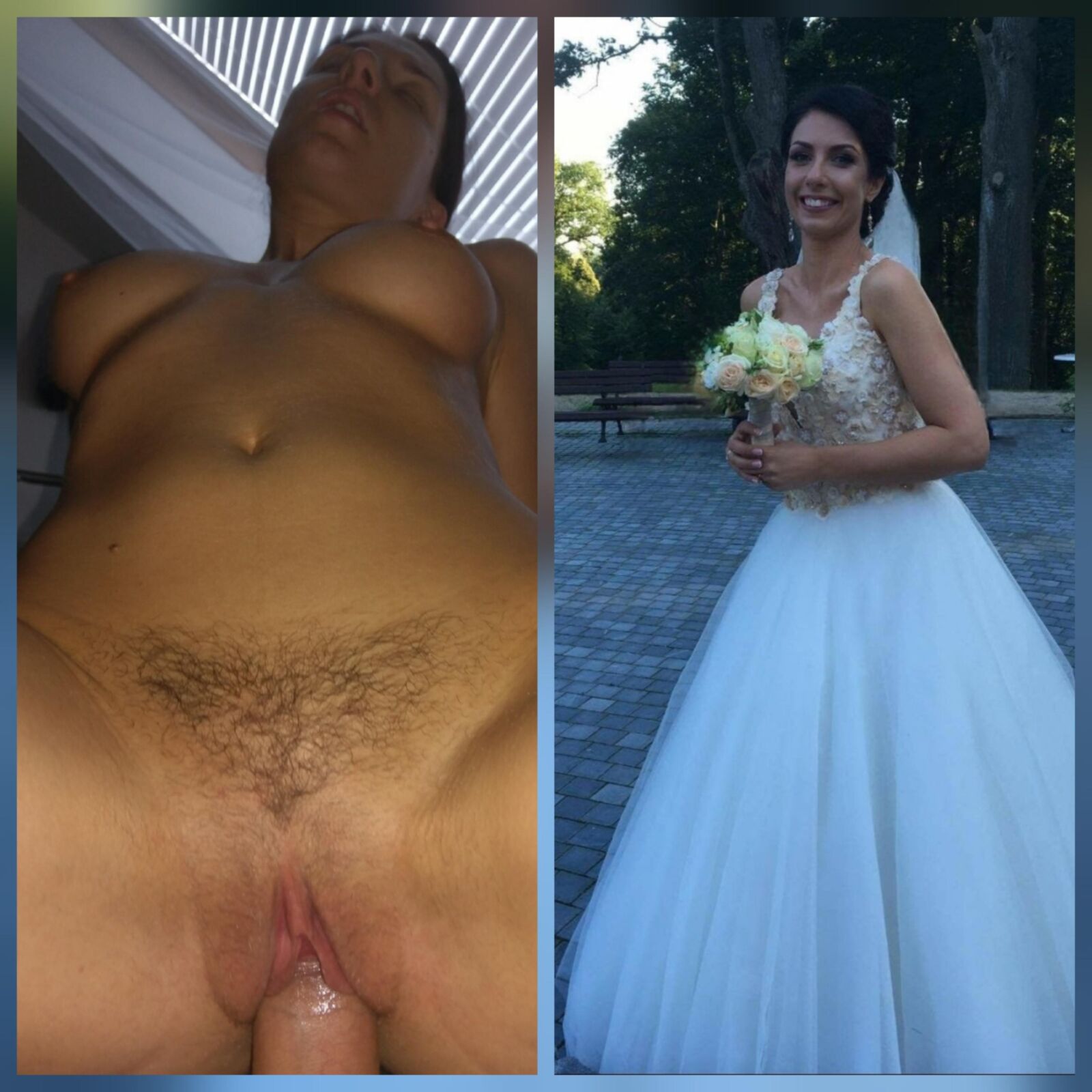 Brides dressed undressed pussy tits