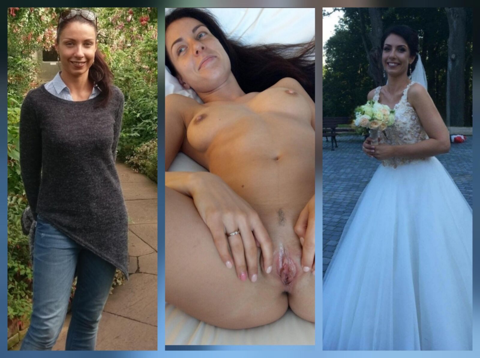 Brides dressed undressed pussy tits