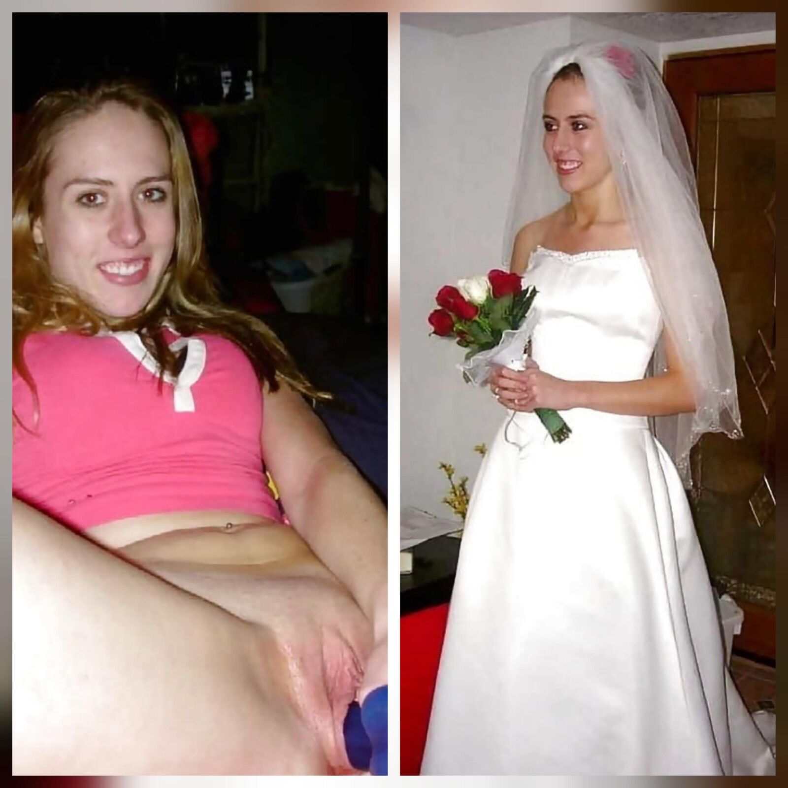 Brides dressed undressed pussy tits