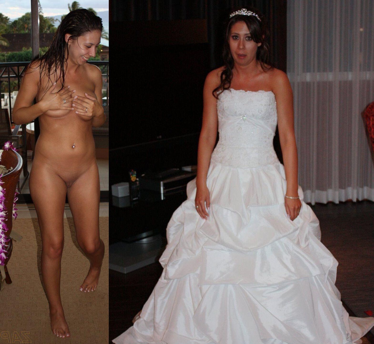 Brides dressed undressed pussy tits