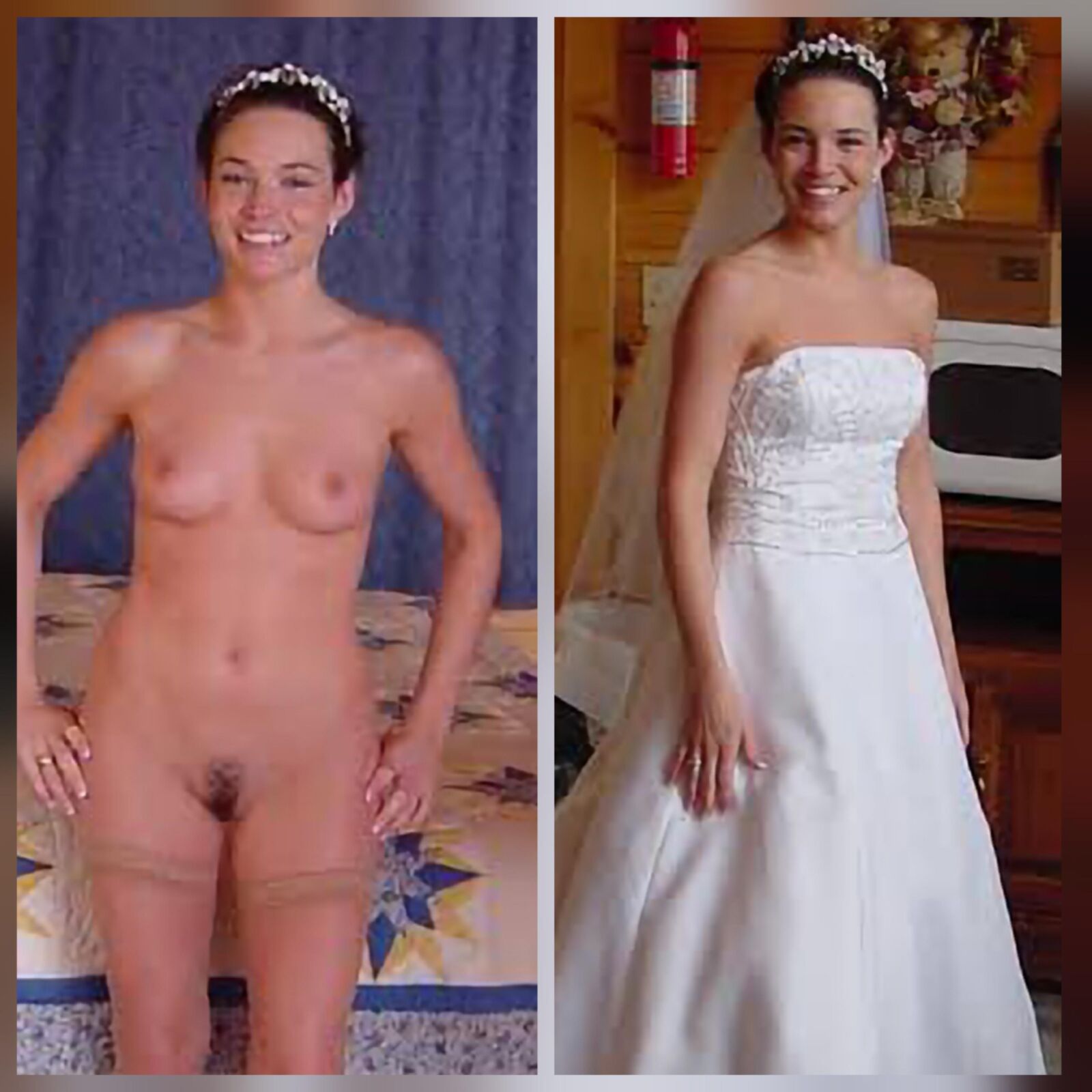 Brides dressed undressed pussy tits